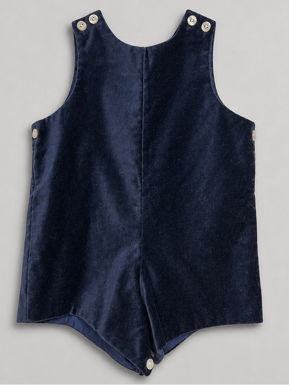 France’s Johnston for simi Navy velvet short Romper Jon Jon size 12 months